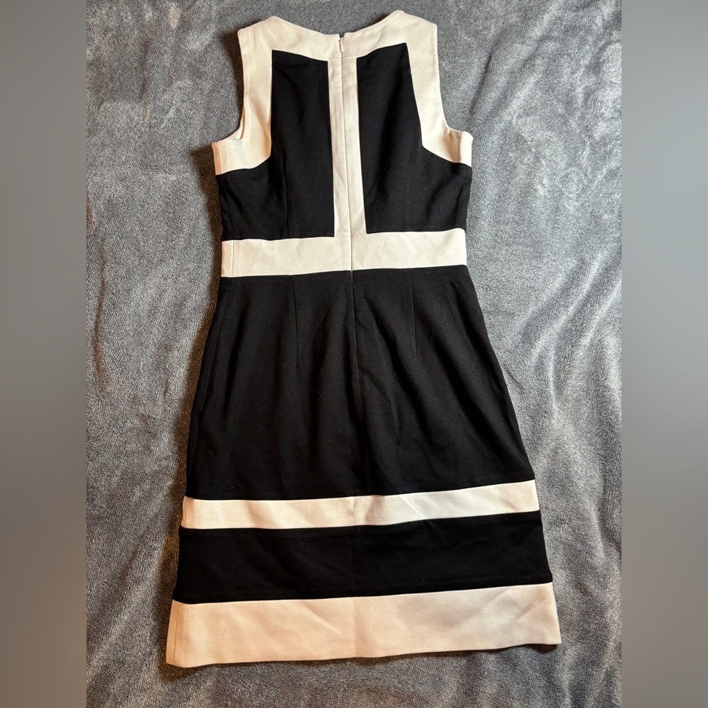 White House Black Market Black and white Midi Dress with bra strap holders - Picture 2 of 7